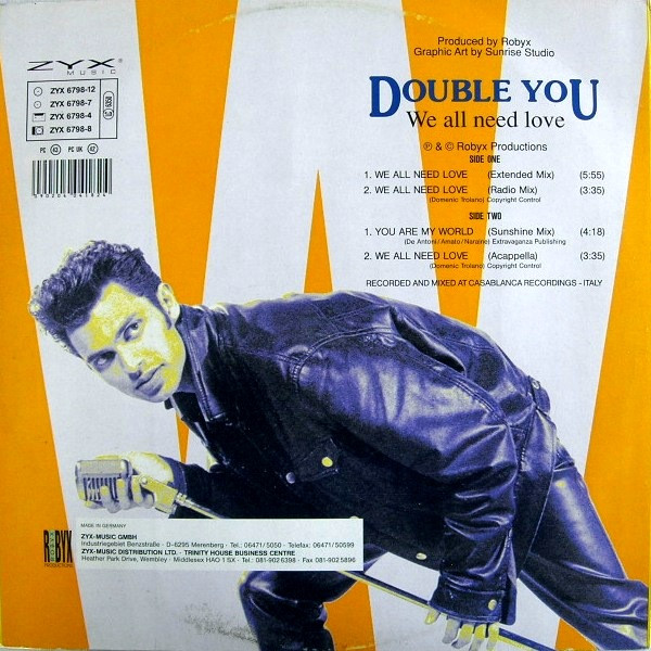 Double You - We All Need Love | ZYX Music (ZYX 6798-12) - 2