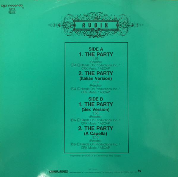 Rubix - The Party | ZYX Records (ZYX 6019) - 2 Rubix - The Party | ZYX Records (ZYX 6019) - 2