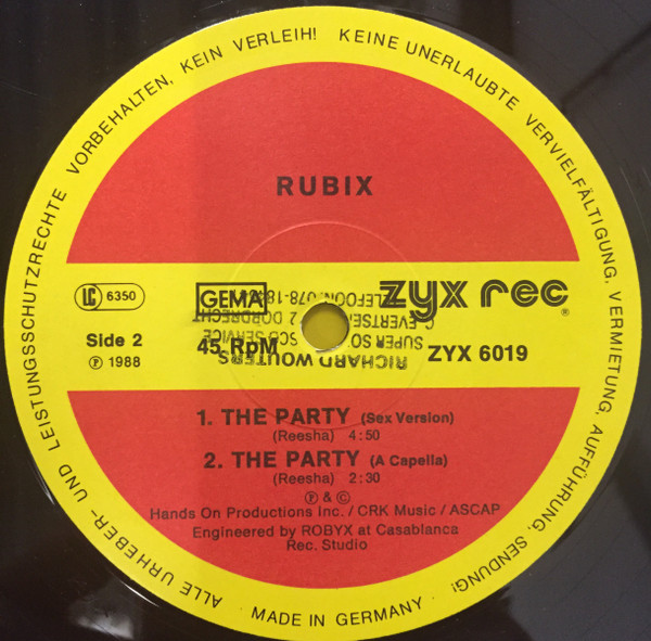 Rubix - The Party | ZYX Records (ZYX 6019) - 3 Rubix - The Party | ZYX Records (ZYX 6019) - 3
