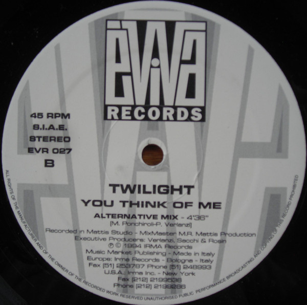 Twilight - You Think Of Me | Èviva Records (EVR 027) - 3