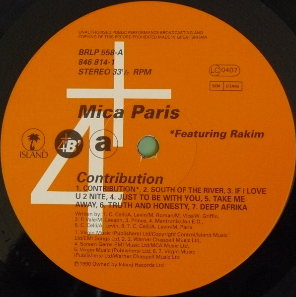 Mica Paris - Contribution | 4th & Broadway (BRLP 558) - 4 Mica Paris - Contribution | 4th & Broadway (BRLP 558) - 4