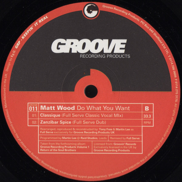 Matt Wood - Do What You Want | Groove Recording Products (GROOVE 011) - 2