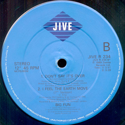 Big Fun - Can't Shake The Feeling (Remix) | Jive (JIVE R 234) - 4