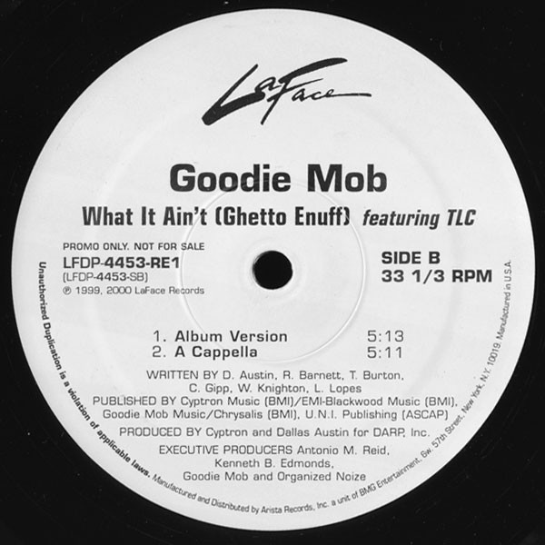 Goodie Mob Featuring TLC - What It Ain't (Ghetto Enuff) | LaFace Records (LFDP-4453-RE1) - 2
