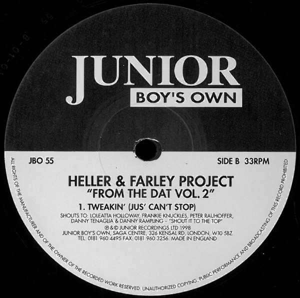 Heller & Farley Project - From The Dat Vol. 2 | Junior Boy's Own (JBO 55) - 2