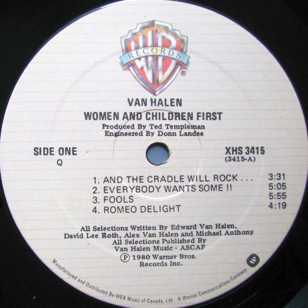 Van Halen - Women And Children First | Warner Bros. Records (XHS 3415) - 3 Van Halen - Women And Children First | Warner Bros. Records (XHS 3415) - 3