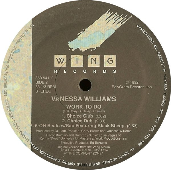 Vanessa Williams Featuring Black Sheep - Work To Do | Mercury (863 541-1) - 4
