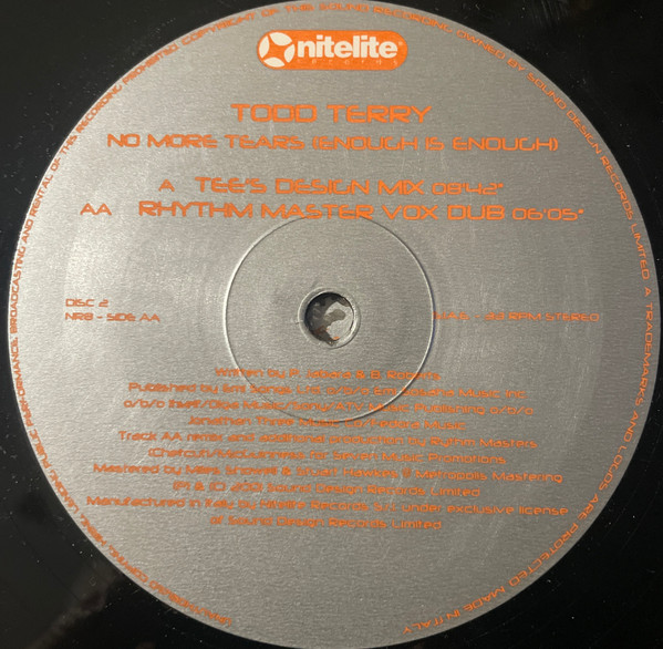 Todd Terry - Raining / No More Tears (Enough Is Enough) | Nitelite Records (NR8) - 4
