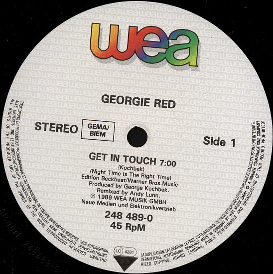 Georgie Red - Get In Touch | WEA (248 489-0) - 5