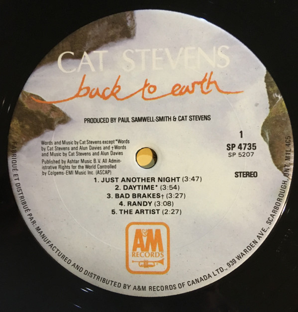 Cat Stevens - Back To Earth | A&M Records (SP-4735) - 3 Cat Stevens - Back To Earth | A&M Records (SP-4735) - 3