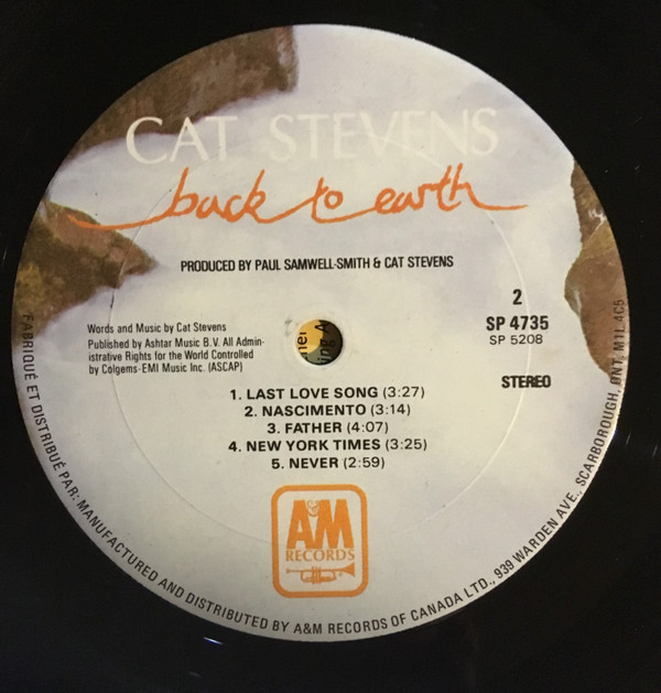 Cat Stevens - Back To Earth | A&M Records (SP-4735) - 4 Cat Stevens - Back To Earth | A&M Records (SP-4735) - 4