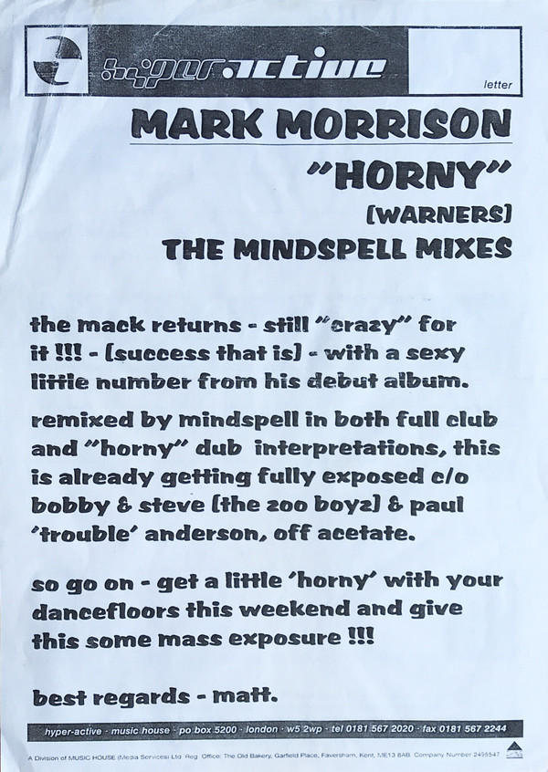 Mark Morrison - Horny | WEA (SAM 1956) - 3