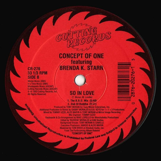 Concept Of One Featuring Brenda K. Starr - So In Love | Cutting Records (CR-276) - 2