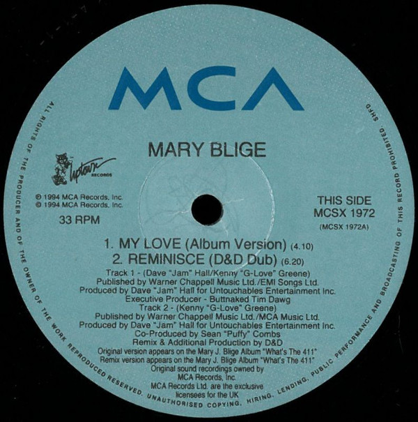 Mary J. Blige - My Love / Reminisce | MCA Records (MCSX 1972) - 3 Mary J. Blige - My Love / Reminisce | MCA Records (MCSX 1972) - 3