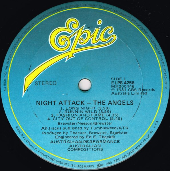The Angels - Night Attack | Epic (ELPS 4258) - 5 The Angels - Night Attack | Epic (ELPS 4258) - 5
