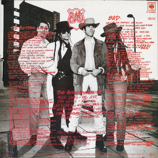 Big Audio Dynamite - The Bottom Line | CBS (CBSA 12.6591) - 2