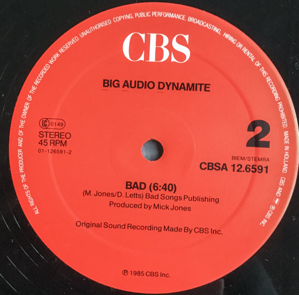 Big Audio Dynamite - The Bottom Line | CBS (CBSA 12.6591) - 4
