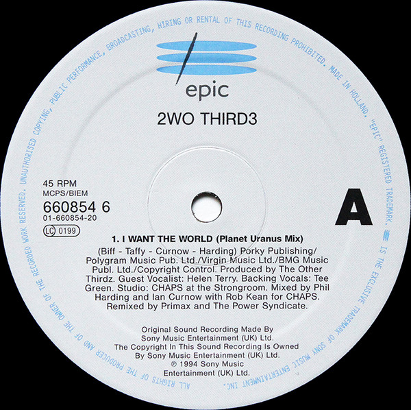 2wo Third3 - I Want The World | Epic (660854 6) - 3