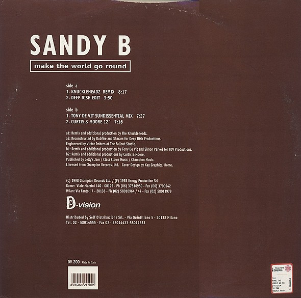 Sandy B - Make The World Go Round (1998 Remixes) | D:vision Records (DV 200) - 2