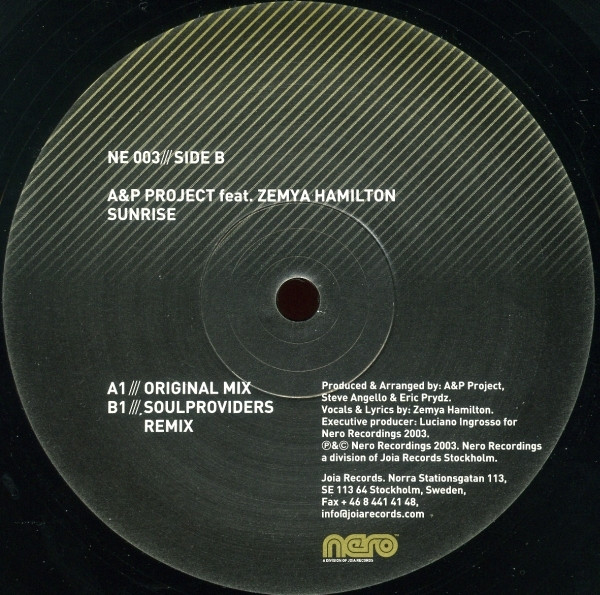 A&P Project Feat. Zemya Hamilton - Sunrise | Nero Recordings (NE 003) - main A&P Project Feat. Zemya Hamilton - Sunrise | Nero Recordings (NE 003) - main