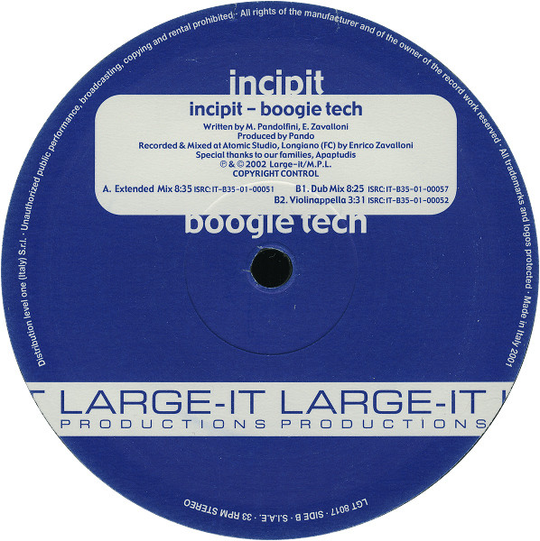 Incipit - Boogie Tech | Large-IT Productions (LGT 8017) - 4 Incipit - Boogie Tech | Large-IT Productions (LGT 8017) - 4