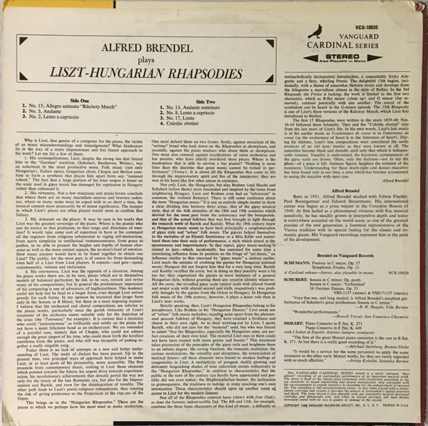 Alfred Brendel Plays Liszt Hungarian Rhapsodies