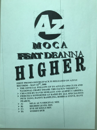 David Morales & Albert Cabrerra Present Moca Feat. Deanna - Higher | Azuli Records (AZNY 120) - 7