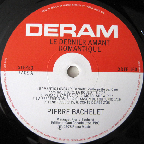 Pierre Bachelet - Le Dernier Amant Romantique (Bande Sonore Originale) | Deram (XDEF-160) - 3 Pierre Bachelet - Le Dernier Amant Romantique (Bande Sonore Originale) | Deram (XDEF-160) - 3