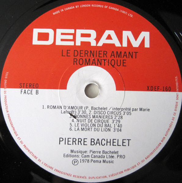 Pierre Bachelet - Le Dernier Amant Romantique (Bande Sonore Originale) | Deram (XDEF-160) - 4 Pierre Bachelet - Le Dernier Amant Romantique (Bande Sonore Originale) | Deram (XDEF-160) - 4