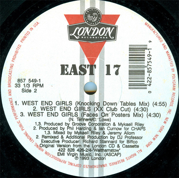 East 17 - West End Girls | London Records (857 549-1) - 2
