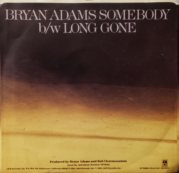 Bryan Adams - Somebody (7") [Vinyl] | A&M Records (AM-2701) - 2