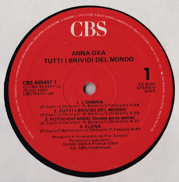 Anna Oxa - Tutti I Brividi Del Mondo | CBS (CBS 465497 1) - 3 Anna Oxa - Tutti I Brividi Del Mondo | CBS (CBS 465497 1) - 3