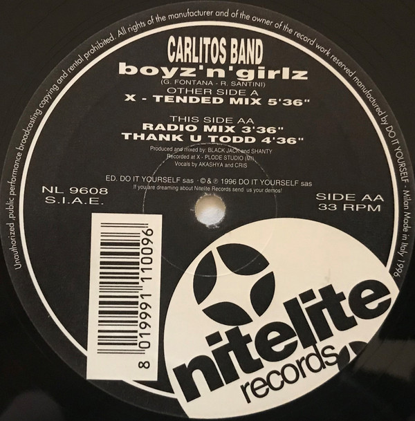 Carlitos Band - Boyz 'N' Girlz | Nitelite Records (NL 9608)