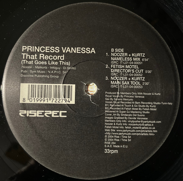 Princess Vanessa - That Record (That Goes Like This) | Rise (RISE 254) - 4
