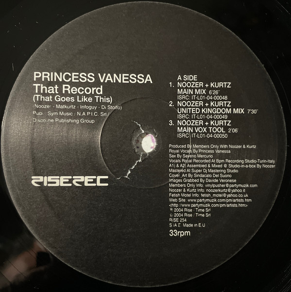 Princess Vanessa - That Record (That Goes Like This) | Rise (RISE 254) - 3