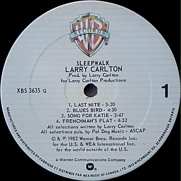 Larry Carlton - Sleepwalk | Warner Bros. Records (XBS-3635) - 3