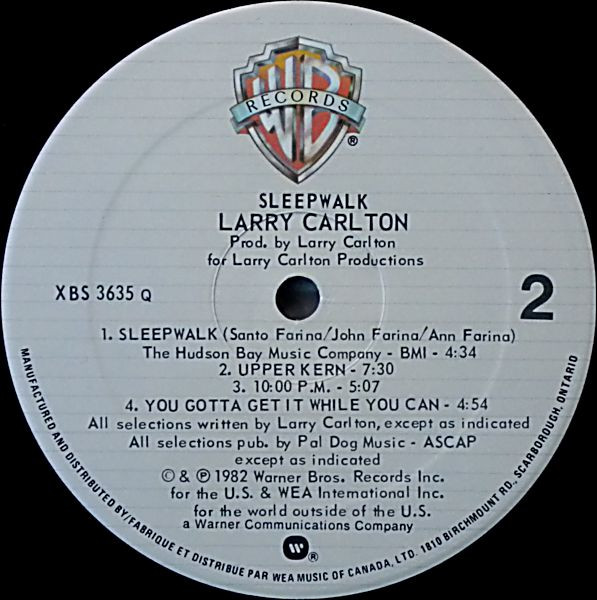 Larry Carlton - Sleepwalk | Warner Bros. Records (XBS-3635) - 4