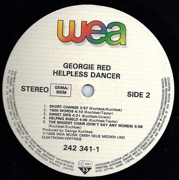 Georgie Red - Helpless Dancer | WEA (242 341-1) - 6
