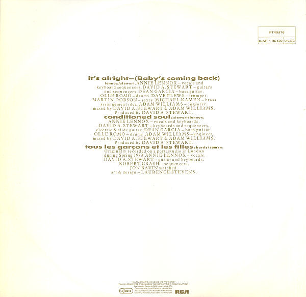 Eurythmics - It's Alright (Baby's Coming Back) | RCA (PT 40376) - 2 Eurythmics - It's Alright (Baby's Coming Back) | RCA (PT 40376) - 2