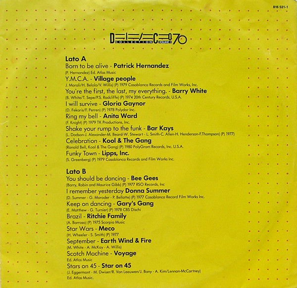 Claudio Cecchetto Presenta Various - Disco Collection '70 Volume 1 | PolyGram (816 521-1) - 5