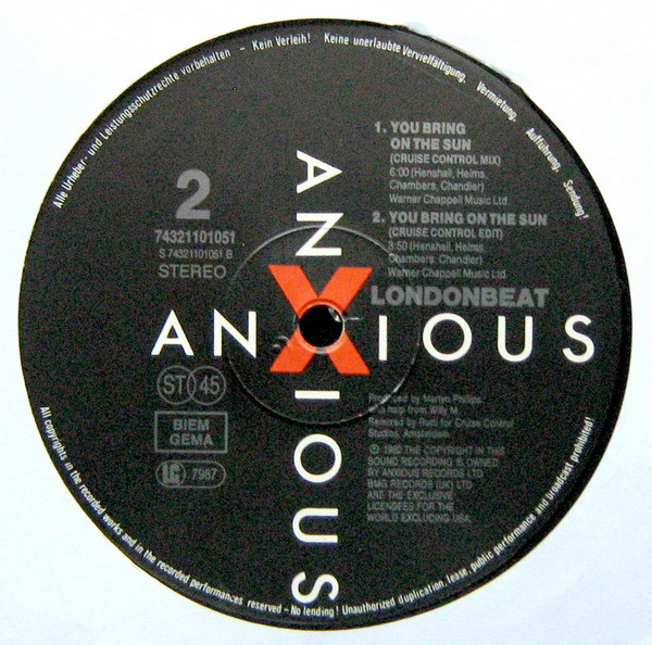 Londonbeat. - You Bring On The Sun | Anxious Records (74321 10105-1) - 4
