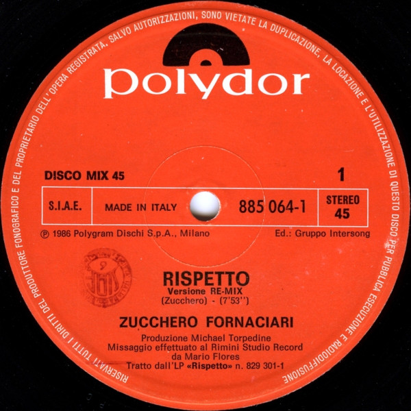 Zucchero Fornaciari - Rispetto (Re-Mix) | Polydor (885 064-1) - 2