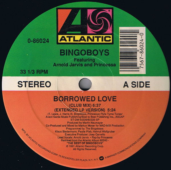 Bingoboys Featuring Arnold Jarvis And Princessa - Borrowed Love | Atlantic (0-86024) - main Bingoboys Featuring Arnold Jarvis And Princessa - Borrowed Love | Atlantic (0-86024) - main