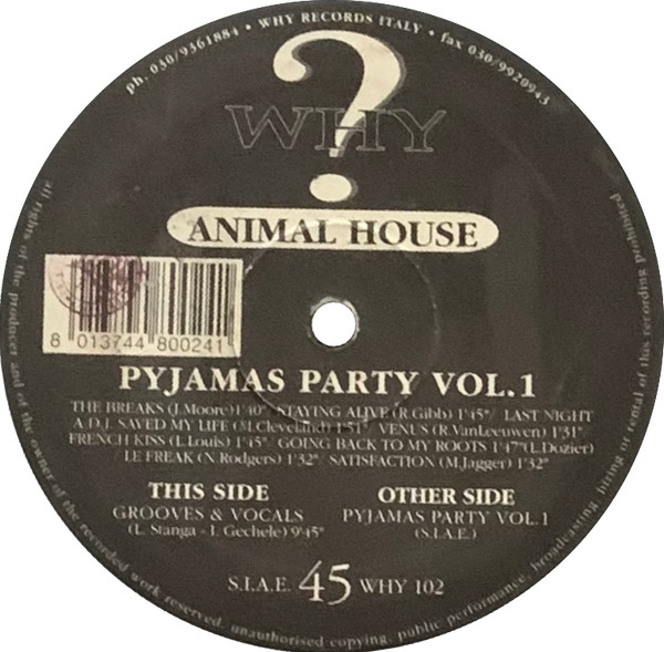 Animal House - Pyjamas Party Vol. 1 | Why Records (WHY 102) - main