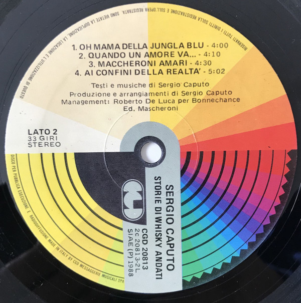 Sergio Caputo - Storie Di Whisky Andati | CGD (CGD 20813) - 4 Sergio Caputo - Storie Di Whisky Andati | CGD (CGD 20813) - 4