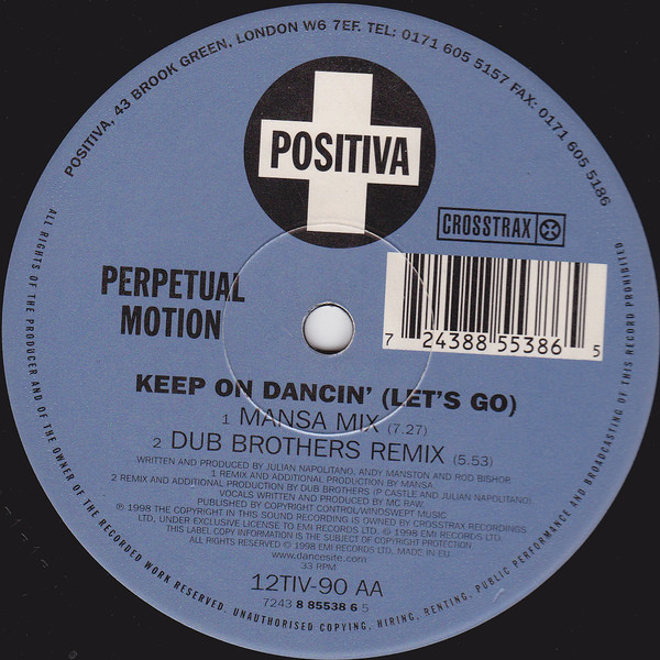 Perpetual Motion - Keep On Dancin' (Let's Go) | Positiva (12TIV-90) - 4 Perpetual Motion - Keep On Dancin' (Let's Go) | Positiva (12TIV-90) - 4