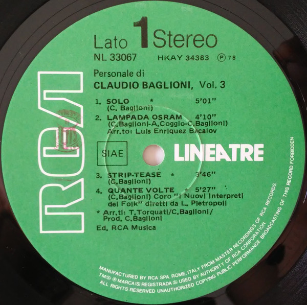 Claudio Baglioni - Personale Di Claudio Baglioni Vol. 3 | RCA (NL 33067) - 3