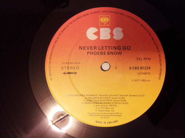 Phoebe Snow - Never Letting Go | CBS (S CBS 82224) - 3
