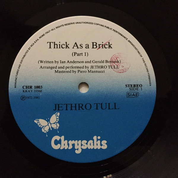Jethro Tull - Thick As A Brick | Chrysalis (CHR 1003) - 4