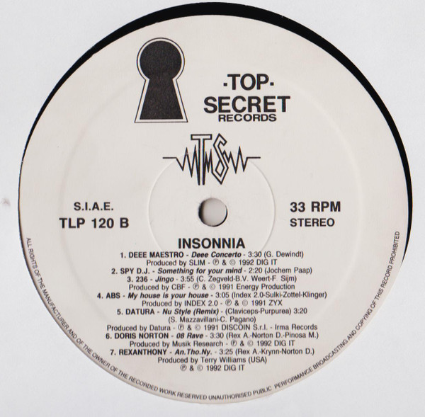 Various - Insonnia | Top Secret Records (TLP 120) - 4